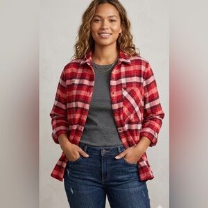 Aerie Red Plaid Button-Up Shirt